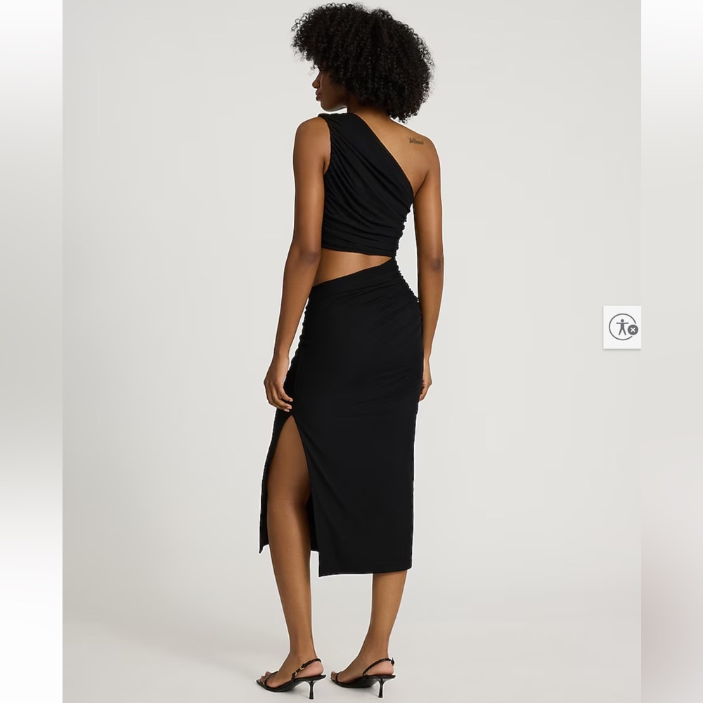 Express - Mesh One Shoulder Ruched Cutout Midi Sheath Dress! - Picture 3 of 3